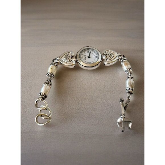 BRIGHTON Bismarck Silver & White Watch-Women’s-New Battery brighton tin included